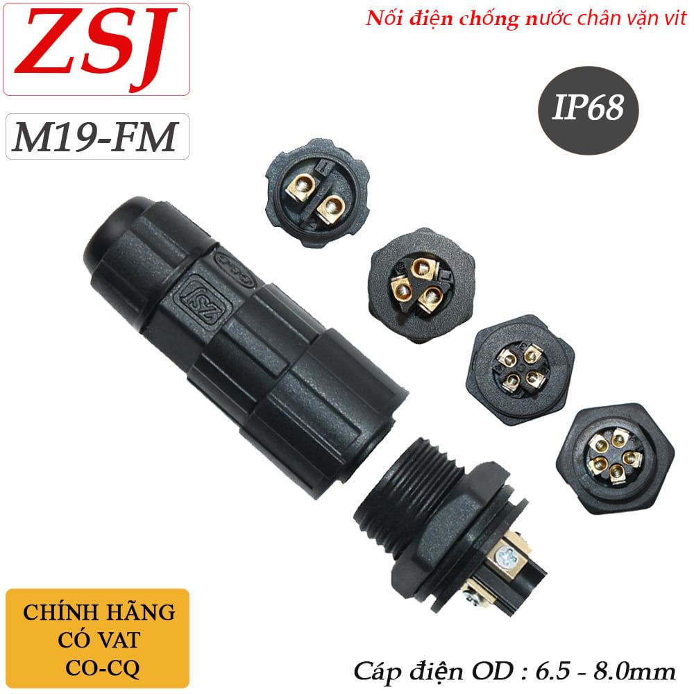Đầu nối dây điện chống nước lắp bảng điều khiển M19-MF/FM
