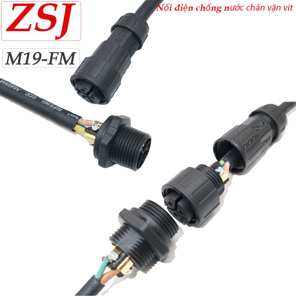 Đầu nối dây điện chống nước lắp bảng điều khiển M19-MF/FM