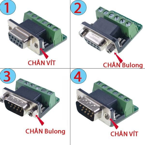 Đầu jack đấu nối giao tiếp DB9 RS232 RS422 RS485 - Phụ Kiện Điện Tử Việt Nam