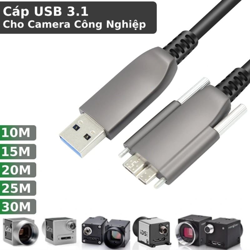 Dây cáp Micro USB 3.1 Sợi quang dùng cho Camera công nghiệp dài 8m, 10M, 15m, 20m, 25m, 30m - Phụ Kiện Điện Tử Việt Nam