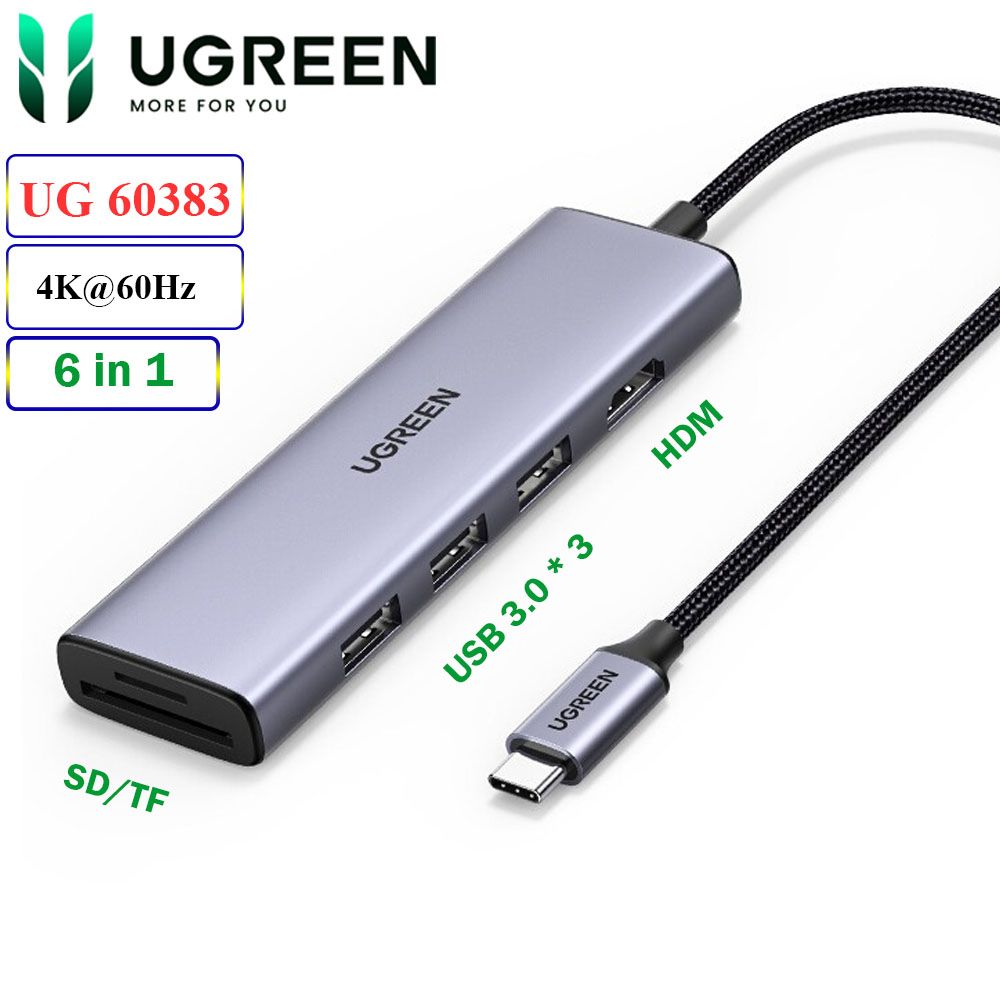 Bộ chuyển USB type C ra HDMI 4K@60Hz 3 USB 3.0 đọc thẻ nhớ Ugreen CM511 60383 - Phụ Kiện Điện Tử Việt Nam