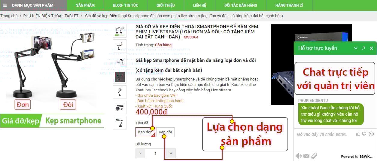 Giá đỡ và kẹp Điện thoại Smartphone để bàn xem phim live stream loại đơn và đôi - Phụ Kiện Điện Tử Việt Nam