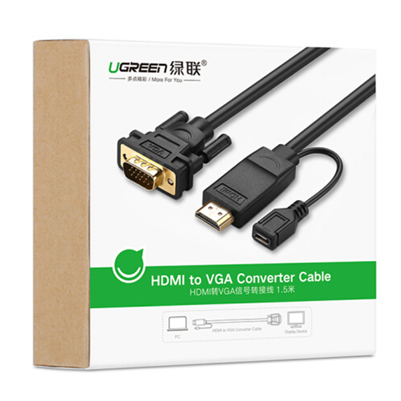 cap chuyen hdmi ra vga ugreen dài 1,5 mét - 3 mét