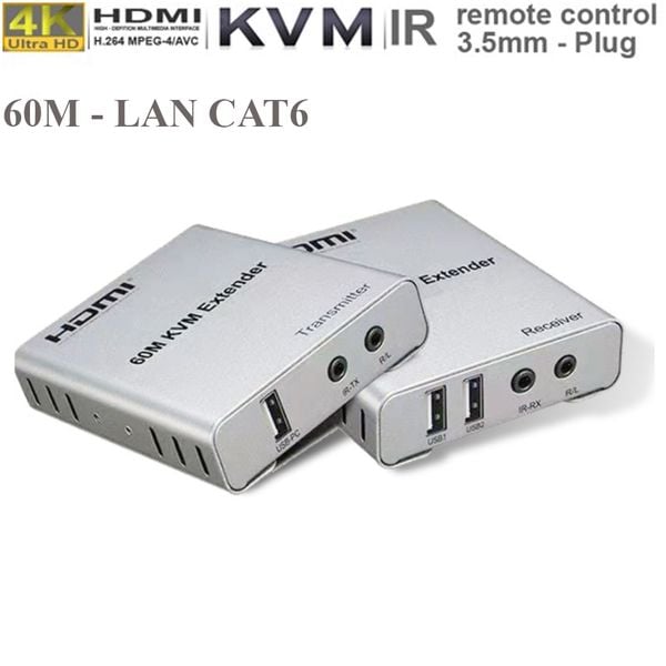 Bộ chuyển đổi HDMI sang cáp mạng LAN có cổng USB kéo dài 60m- HDMI 60M KVM Extender - Phụ Kiện Điện Tử Việt Nam