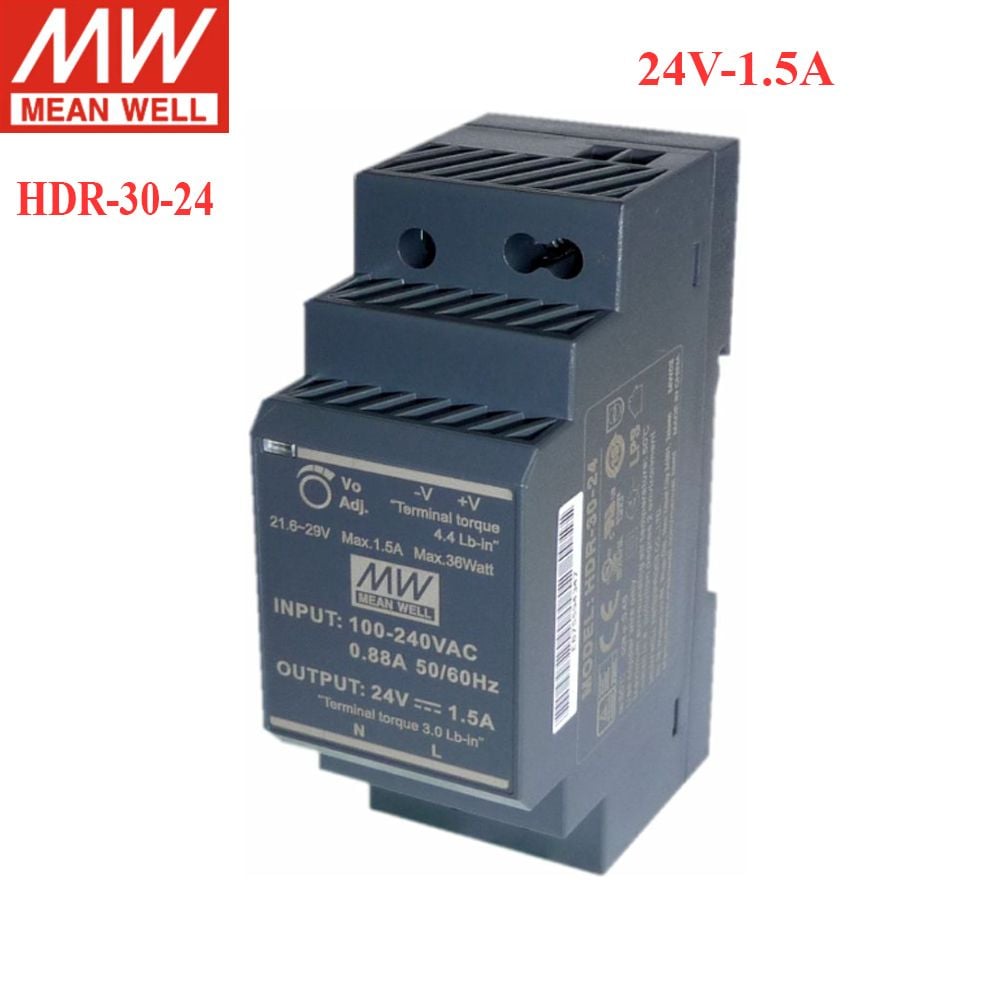 Nguồn DIN công nghiệp 30W 24V 1.5A Meanwell HDR-30-24 - Phụ Kiện Điện Tử Việt Nam