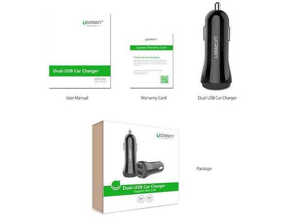 Sạc trên ô tô 2 cổng USB công suất 17W Ugreen 20392 20393 - Phụ Kiện Điện Tử Việt Nam