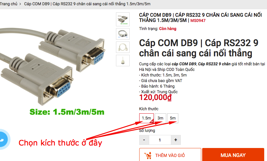 Hướng dẫn mua cáp COM DB9