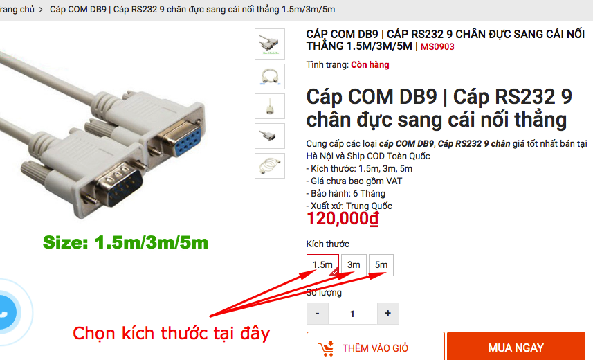 Cáp COM DB9 | Cáp RS232 9 chân