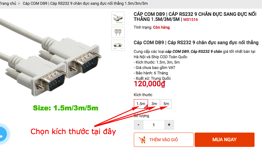 Hướng dẫn mua cap COM DB9