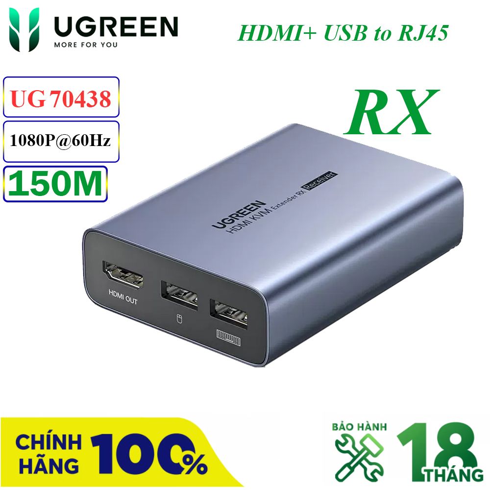 Bộ kéo dài KVM HDMI + USB qua cáp mạng 150M Ugreen CM291 - 60323 + 70438 - Phụ Kiện Điện Tử Việt Nam
