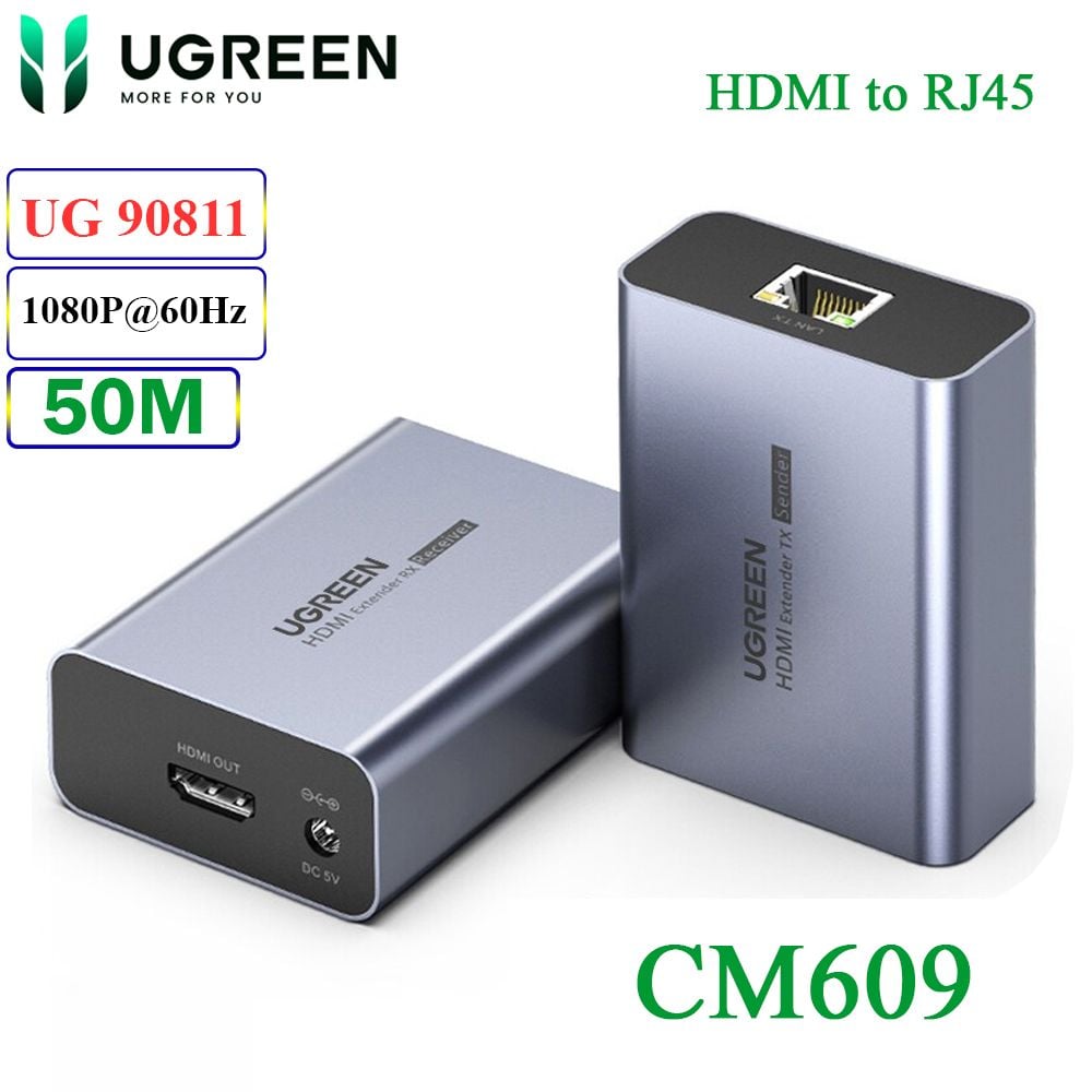 HDMI extender 50M qua cáp mạng Cat5e, Cat6 Ugreen 90811 CM609 - Phụ Kiện Điện Tử Việt Nam