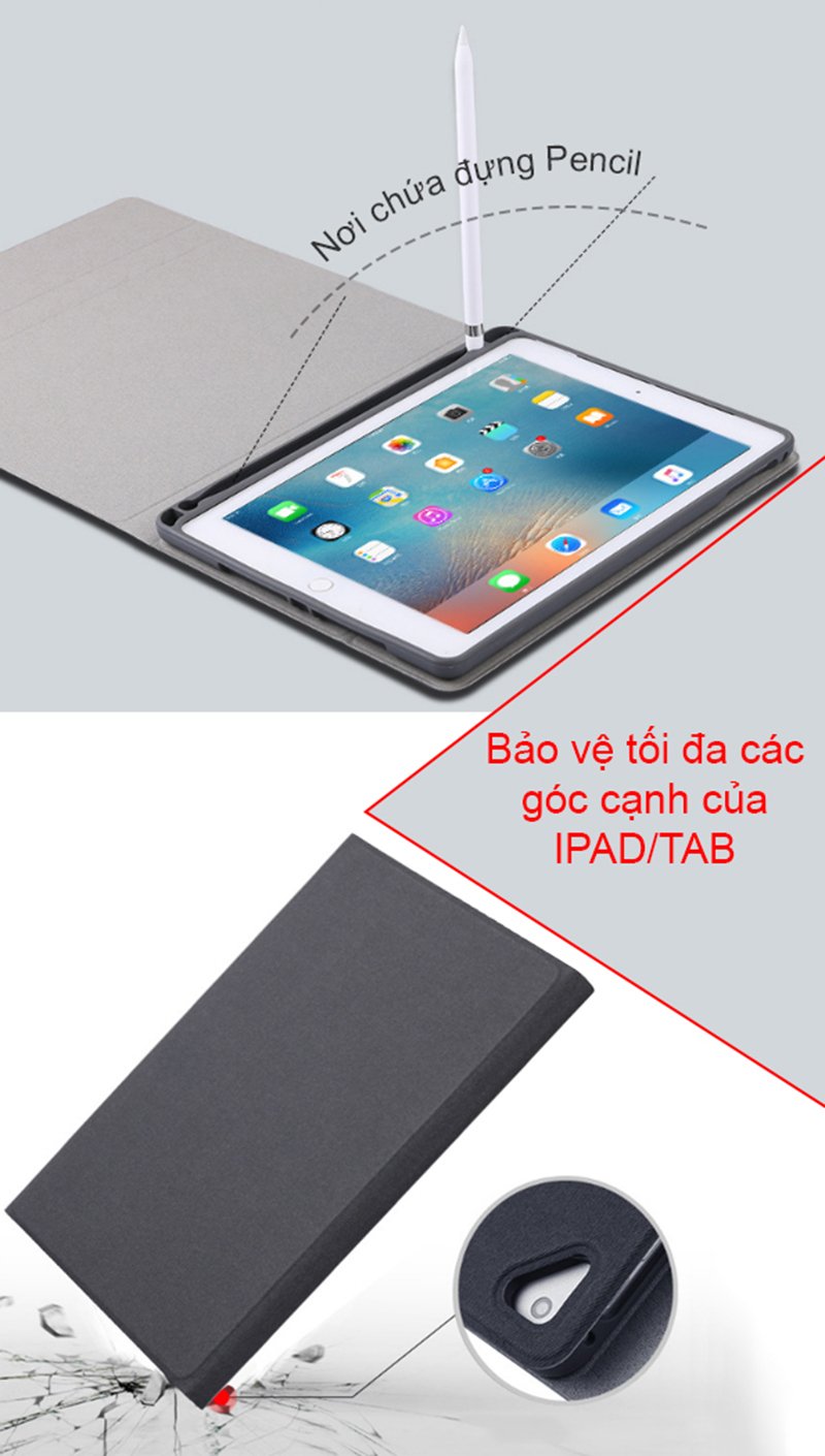 Bàn phím Bluetooth kèm bao da cover cho iPad Gen 6 Pro iPad Air 9.7 RK508 màu đỏ - Phụ Kiện Điện Tử Việt Nam