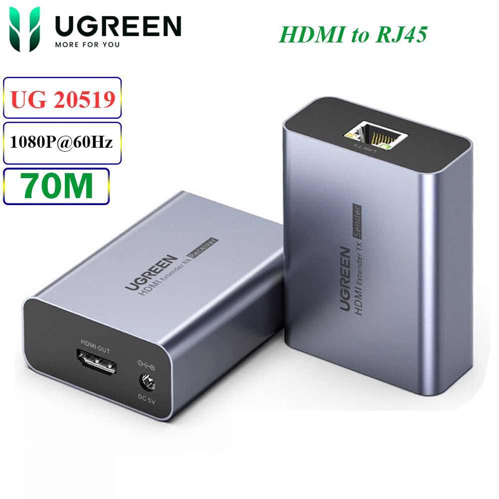 Bộ khuếch đại kéo dài HDMI qua cáp mạng RJ45 70M Ugreen 20519 CM455 - Phụ Kiện Điện Tử Việt Nam