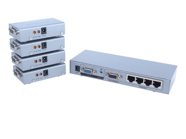 Bộ khuếch đại và chia VGA audio 1 ra 4 200 mét DTECH DT-7036 - Phụ Kiện Điện Tử Việt Nam