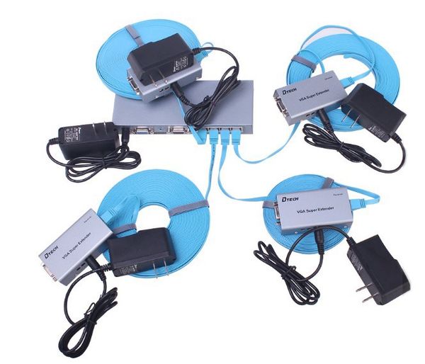 Bộ khuếch đại và chia VGA audio 1 ra 4 200 mét DTECH DT-7036 - Phụ Kiện Điện Tử Việt Nam