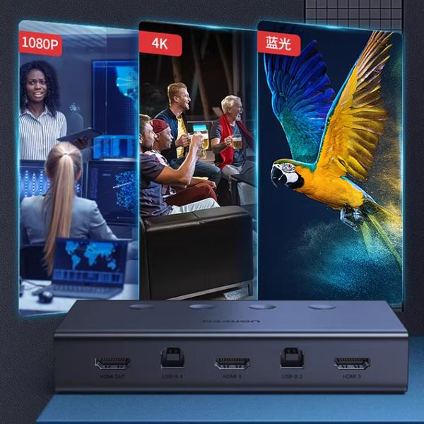 KVM Switch HDMI 4x1 - Bộ chuyển mạch HDMI và USB 4 vào 1 ra 4K60Hz Ugreen 70439 CM293 - Phụ Kiện Điện Tử Việt Nam