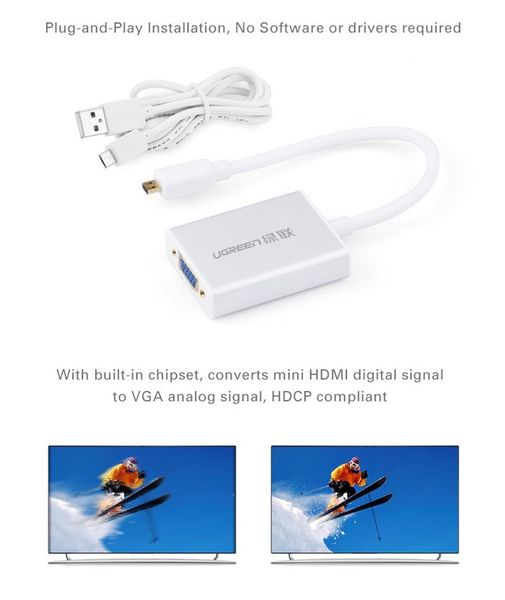 Micro HDMI to VGA Audio converter Ugreen 40222 1080P - Phụ Kiện Điện Tử Việt Nam