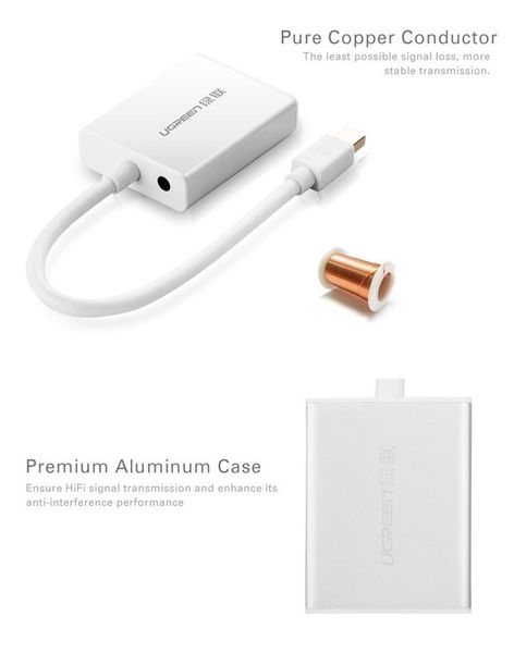 Mini DisplayPort ThunderBolt to VGA + audio ugreen 10437 - Phụ Kiện Điện Tử Việt Nam