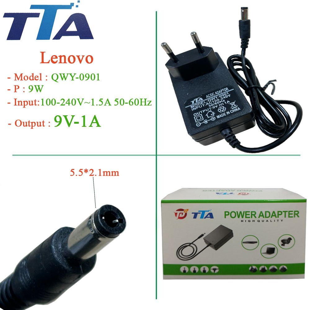 Nguồn adapter 9V-1A 5.5 x 2.1mm chính hãng TTA QWY-0901 - Phụ Kiện Điện Tử Việt Nam