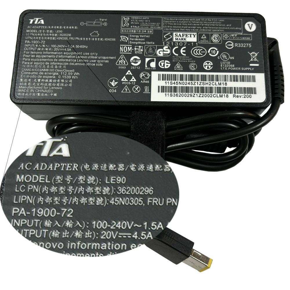 Bộ nguồn sạc pin laptop Lenovo 20V-4.5A 90W chân vuông chính hãng TTA - LE90 - Phụ Kiện Điện Tử Việt Nam