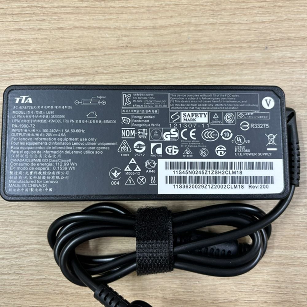 Bộ nguồn sạc pin laptop Lenovo 20V-4.5A 90W chân vuông chính hãng TTA - LE90 - Phụ Kiện Điện Tử Việt Nam