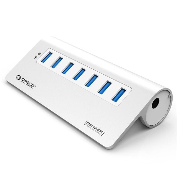 Bộ chia USB 3.0 7 cổng vỏ nhôm cấp nguồn ngoài Orico M3H7 - Phụ Kiện Điện Tử Việt Nam