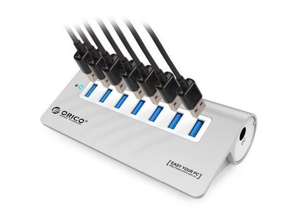 Bộ chia USB 3.0 7 cổng vỏ nhôm cấp nguồn ngoài Orico M3H7 - Phụ Kiện Điện Tử Việt Nam