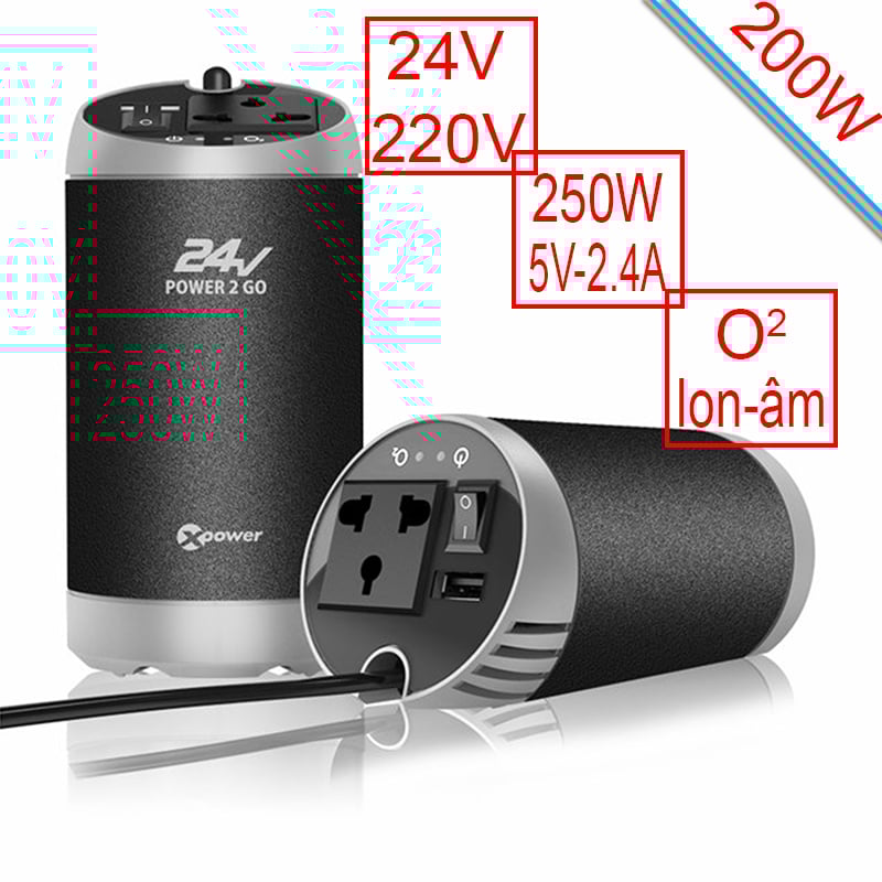 tau do nguon 24vdc sang 220vac và usb 5v2.4a xpower