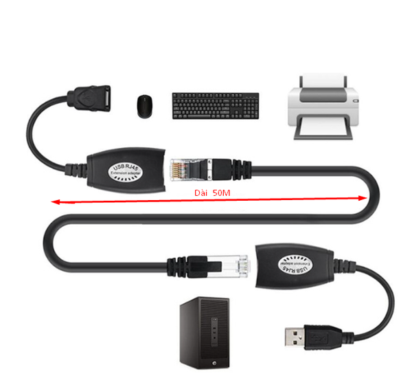Đầu nối dài cáp USB chuột bàn phím qua cáp mạng 40-50 mét - Phụ Kiện Điện Tử Việt Nam