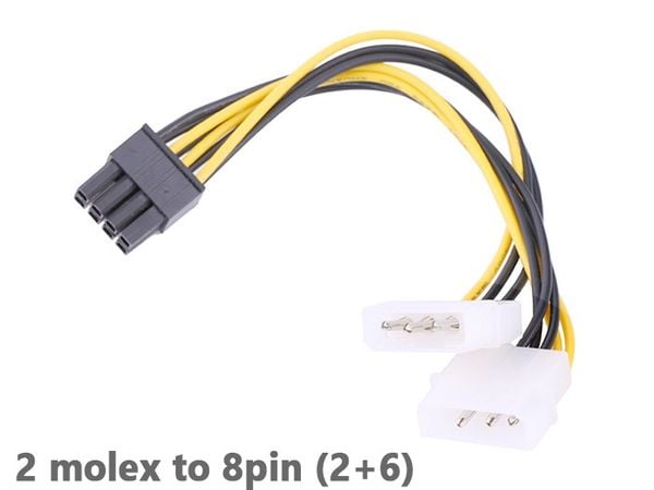 Dây cáp nguồn 2 Molex IDE 4PIN to 8pin PCI-E 2+6 20Cm - Phụ Kiện Điện Tử Việt Nam