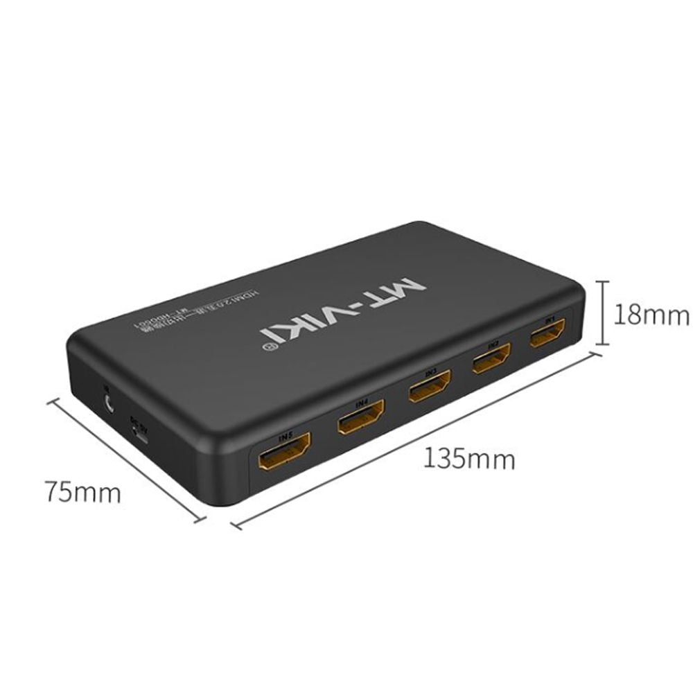 Bộ chuyển mạch Switch HDMI 5 vào 1 ra chuẩn 2.0 hỗ trợ 4k@60Hz MT-Viki MT-HD0501 - Phụ Kiện Điện Tử Việt Nam