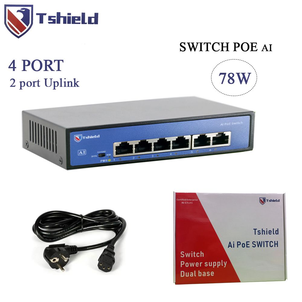 Switch mạng POE 4 cổng + 2 Uplink tốc độ 10/100Mbps chính hãng Tshield TS-G0402FNC - Phụ Kiện Điện Tử Việt Nam