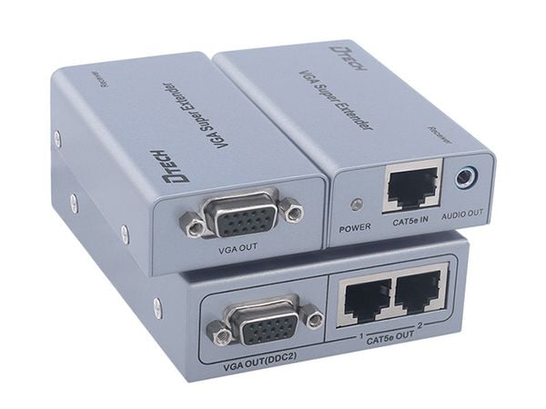 Bộ khuếch đại và chia VGA audio 1 ra 2 200 mét DTECH DT-7035 - Phụ Kiện Điện Tử Việt Nam
