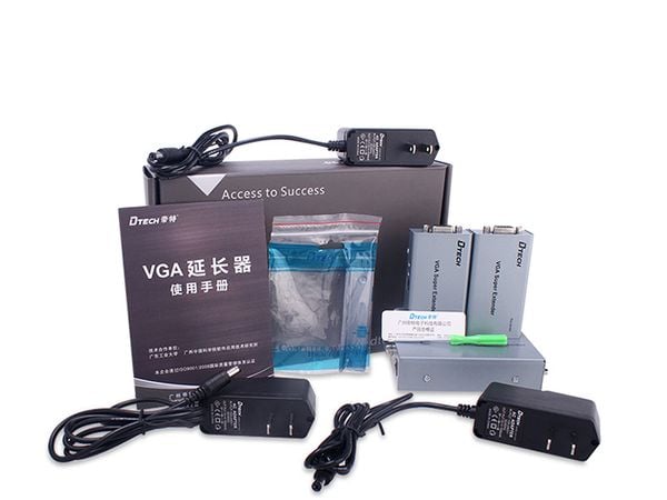 Bộ khuếch đại và chia VGA audio 1 ra 2 200 mét DTECH DT-7035 - Phụ Kiện Điện Tử Việt Nam