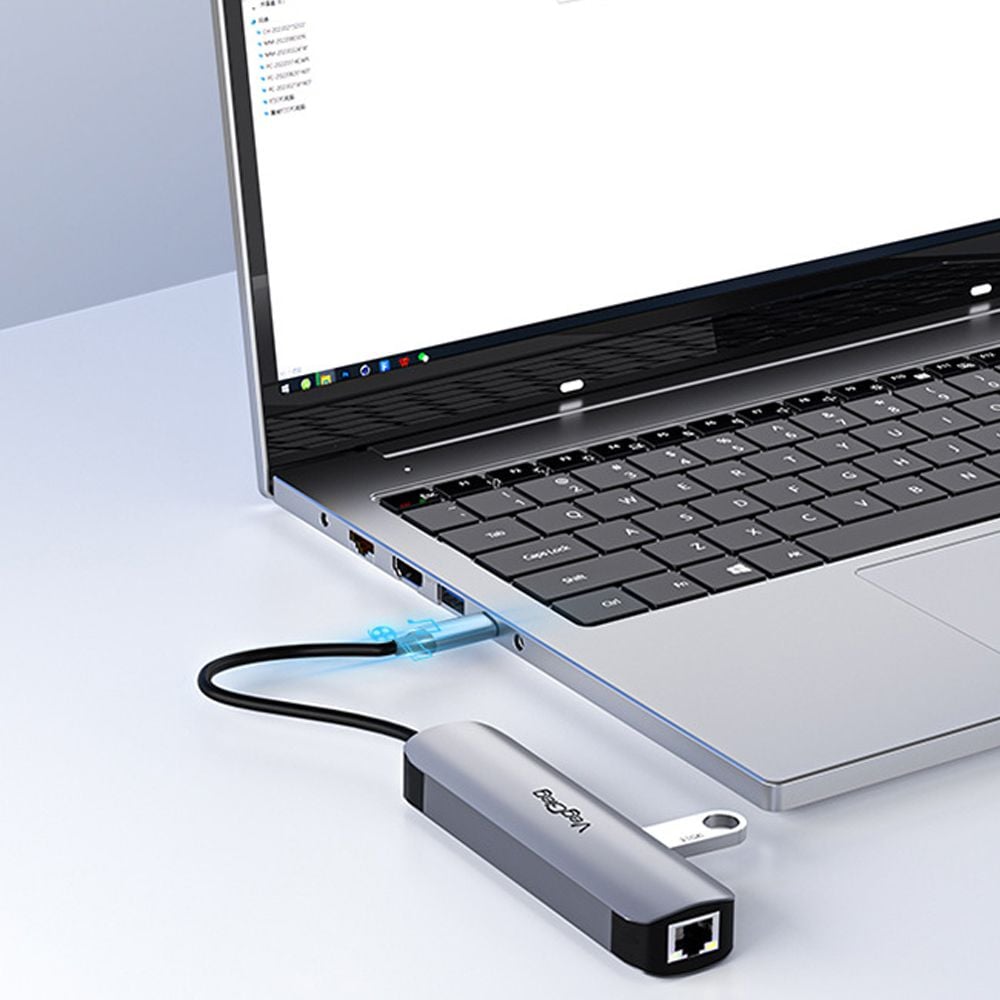 Bộ chuyển USB type C ra HDMI 4K*2k + USB 3.0*1 + USB 2.0*1 + RJ45 VEGGIEG V-TC05R - Phụ Kiện Điện Tử Việt Nam