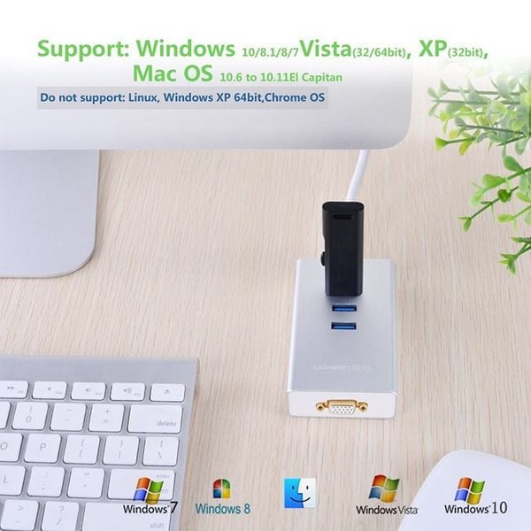 Bộ chia USB 3.0 3 port - USB 3.0 ra VGA 1080P Ugreen 40256 - Phụ Kiện Điện Tử Việt Nam