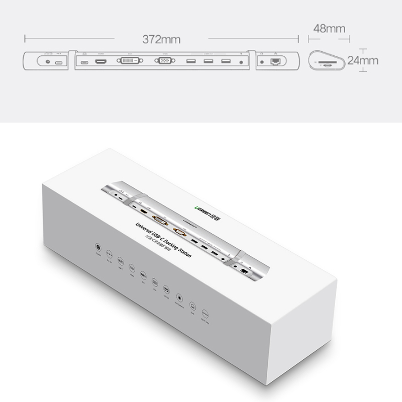 usb-c ra hdmi/dvi/vga usb 3.0/lan/audio/sd-tf ugreen 40373