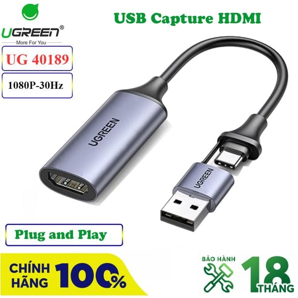 Card ghi hình Ugreen 40189 HDMI to USB 2.0 live streaming 1080i - Phụ Kiện Điện Tử Việt Nam