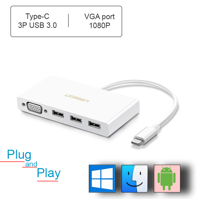 usb type-c ra vga usb 3.0 3 cong ugreen 40375