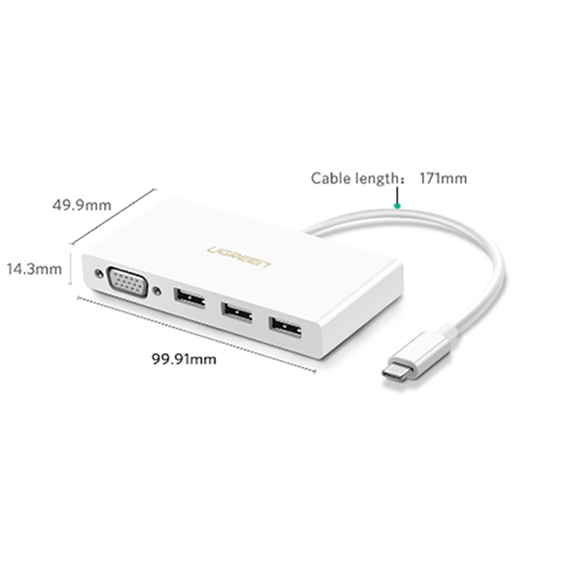 usb type-c ra vga usb 3.0 3 cong ugreen 40375