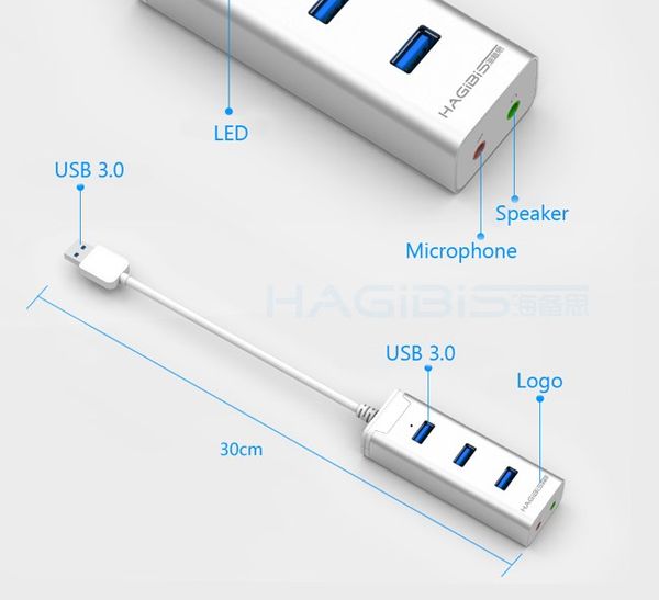 USB 3.0 sound, Bộ chia USB 3.0 3 port kèm USB sound chính hãng Hagibis - Phụ Kiện Điện Tử Việt Nam