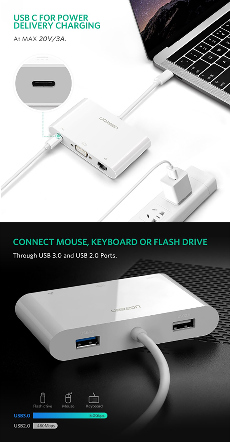 cap usb type-c ra vga rj45 usb 3.0 usb 2.0 ugreen 30439