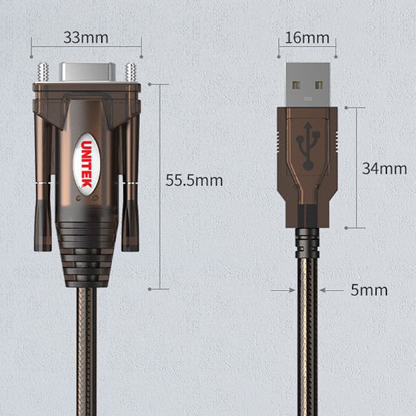 Cáp USB to RS232 Âm 1.5m Unitek Y-105D hỗ trợ Win7 8 10 - Phụ Kiện Điện Tử Việt Nam