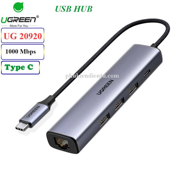 Bộ chia USB type C ra 3 cổng USB 3.0 1 cổng lan gigabit Ugreen 20920 - Phụ Kiện Điện Tử Việt Nam