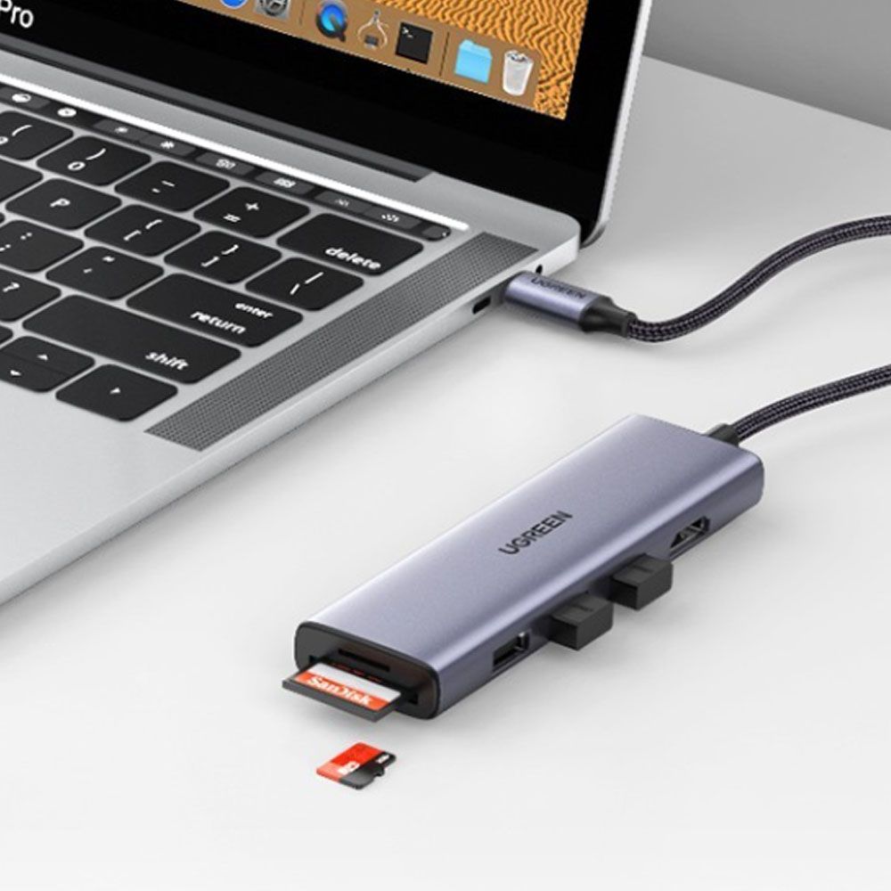 Bộ chuyển USB type C ra HDMI 4K@60Hz 3 USB 3.0 đọc thẻ nhớ Ugreen CM511 60383 - Phụ Kiện Điện Tử Việt Nam