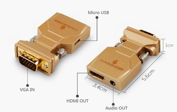 VGA Audio 3.5mm sang HDMI Hagibis - Đầu chuyển VGA sang HDMI - Phụ Kiện Điện Tử Việt Nam