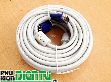 Cáp VGA KingMaster 1-40m, chuẩn 3+4C, cáp tròn, màu trắng - Phụ Kiện Điện Tử Việt Nam