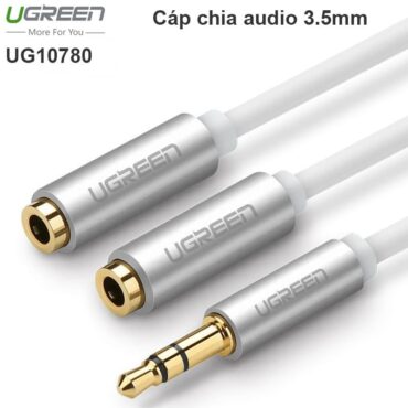 Cáp chia 2 cổng Audio 3.5mm dài 20cm Ugreen 10780 (vỏ nhôm trắng) - Phụ Kiện Điện Tử Việt Nam