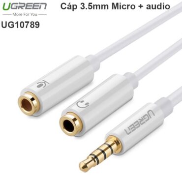 Cáp chia Audio 3.5mm ra một cổng Mic và một cổng ra Loa Ugreen 10789 (trắng) - Phụ Kiện Điện Tử Việt Nam