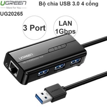 Bộ chia USB 3.0 3 cổng - USB sang LAN RJ45 gigabit Ugreen 20265 - Phụ Kiện Điện Tử Việt Nam